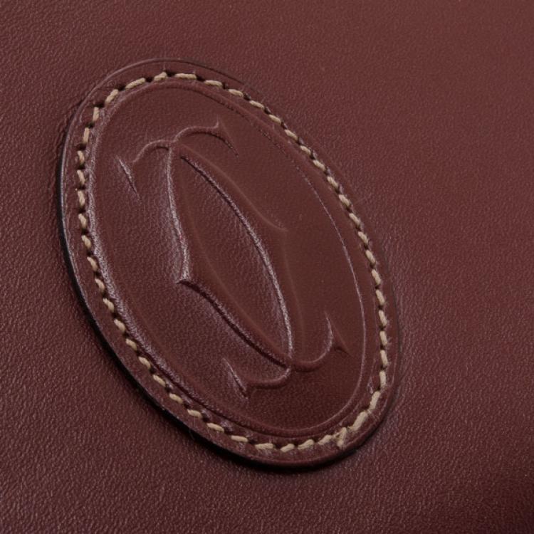 Pre Owned Cartier Vintage Burgundy Flap Shoulder Bag 