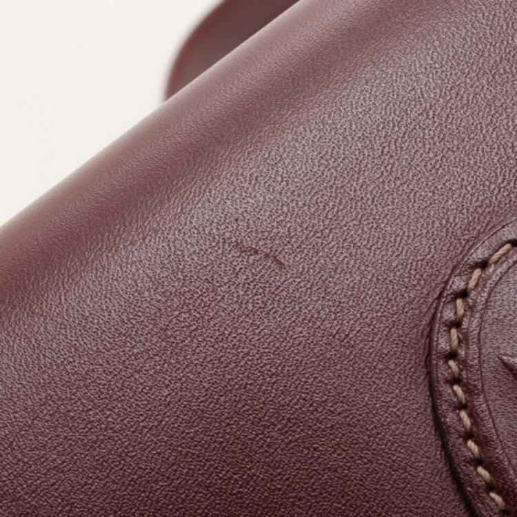 Pre Owned Cartier Vintage Burgundy Flap Shoulder Bag 