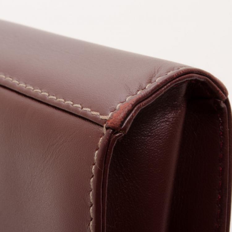 Pre Owned Cartier Vintage Burgundy Flap Shoulder Bag 