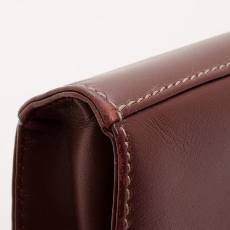 Pre Owned Cartier Vintage Burgundy Flap Shoulder Bag 