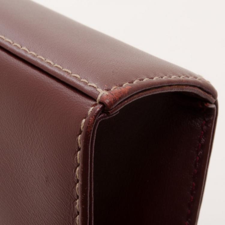 Pre Owned Cartier Vintage Burgundy Flap Shoulder Bag 