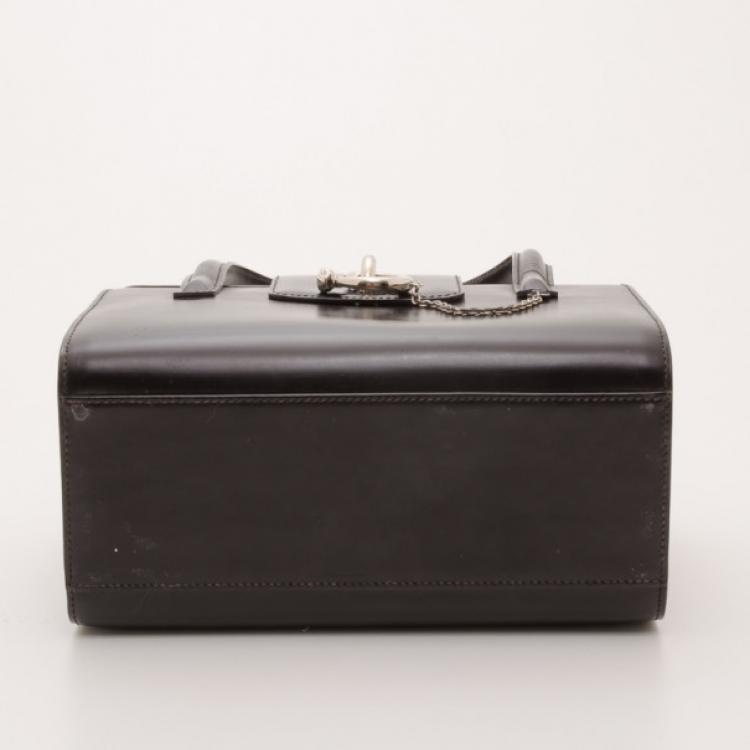 Pre Owned Cartier Vintage Black Leather Double Handle Bag