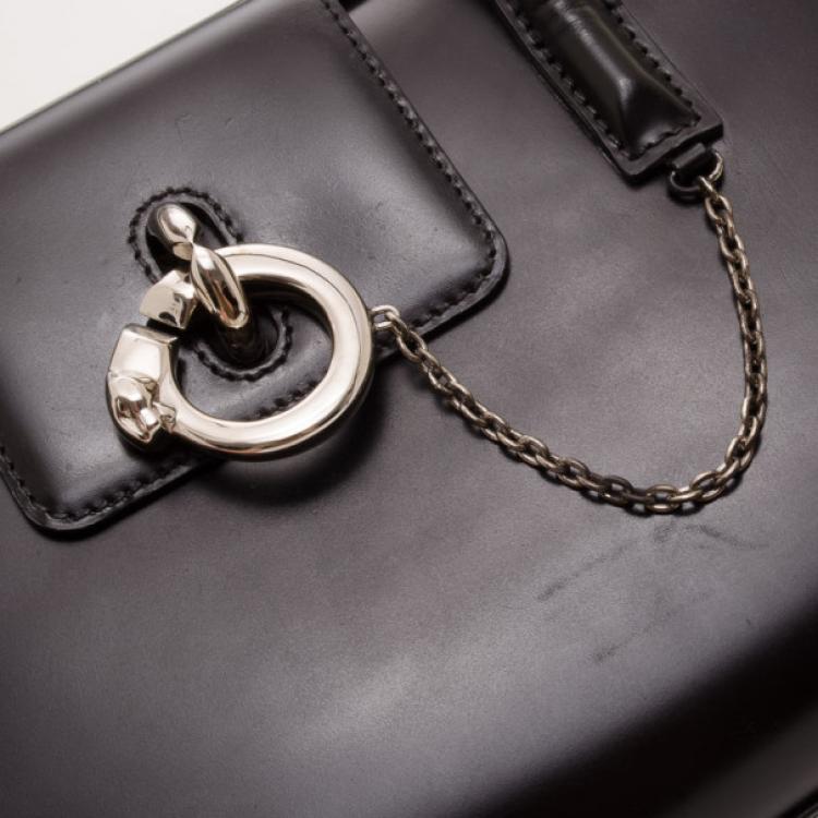 Pre Owned Cartier Vintage Black Leather Double Handle Bag