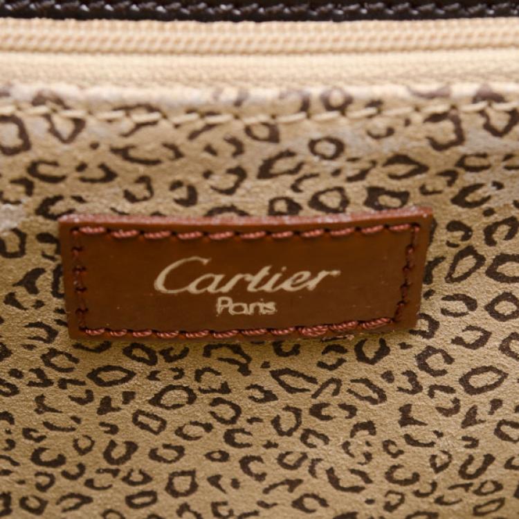 Pre Owned Cartier Vintage Black Leather Double Handle Bag