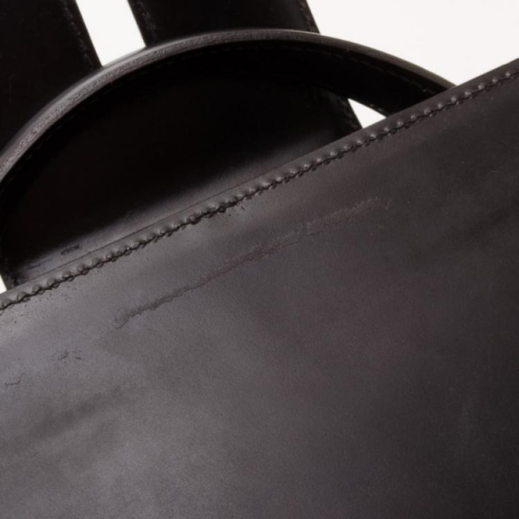Pre Owned Cartier Vintage Black Leather Double Handle Bag