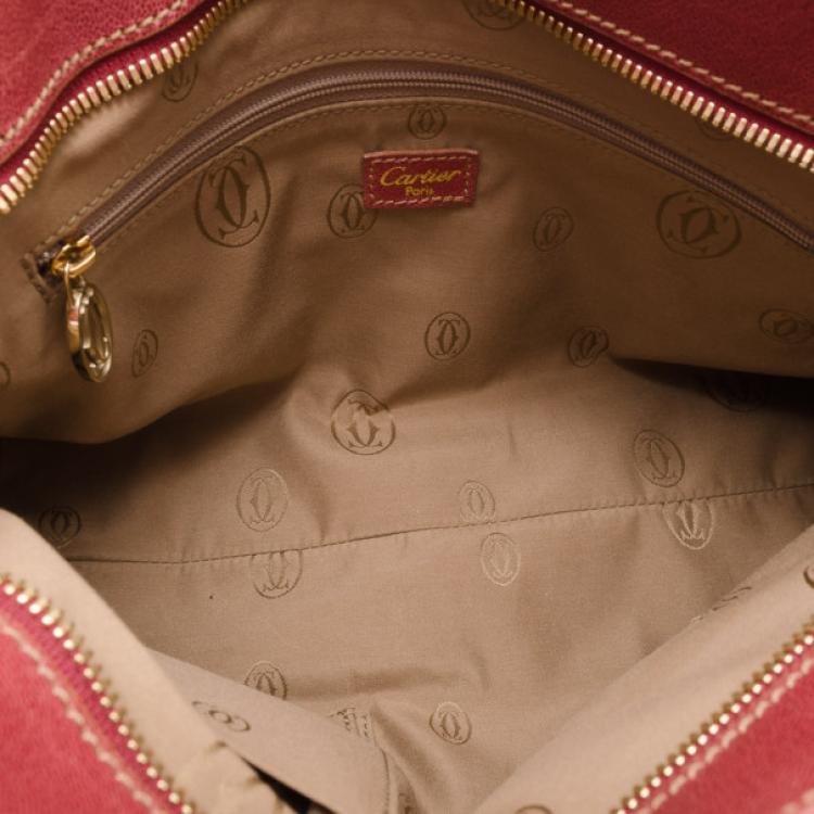 Pre Owned Cartier Red Leather Marcello De Cartier Small Handbag 