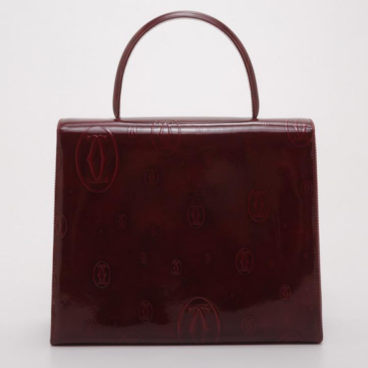 Pre Owned Cartier Burgundy 'Happy Birthday' Top Handle Bag