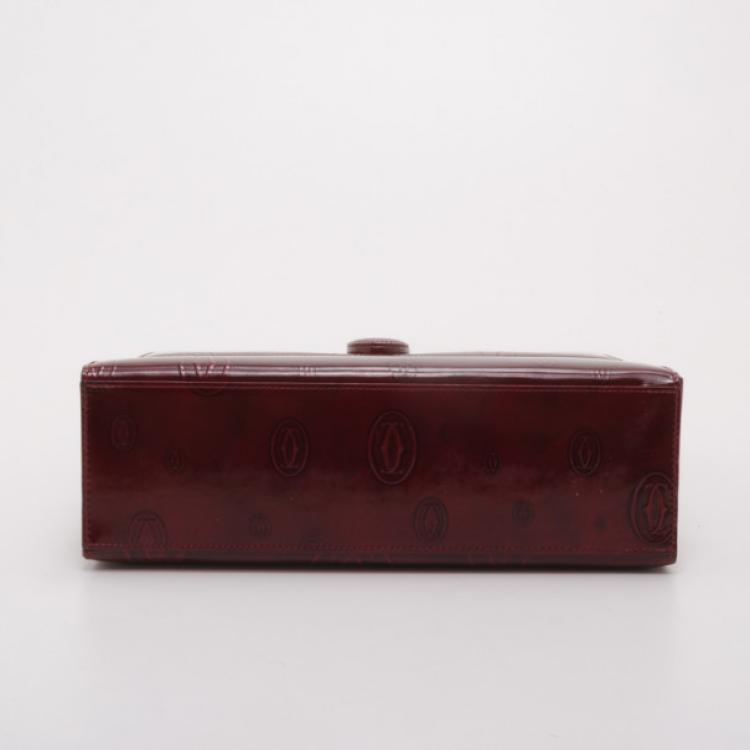 Pre Owned Cartier Burgundy 'Happy Birthday' Top Handle Bag