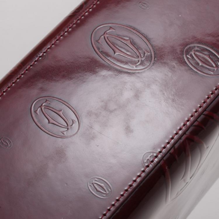 Pre Owned Cartier Burgundy 'Happy Birthday' Top Handle Bag