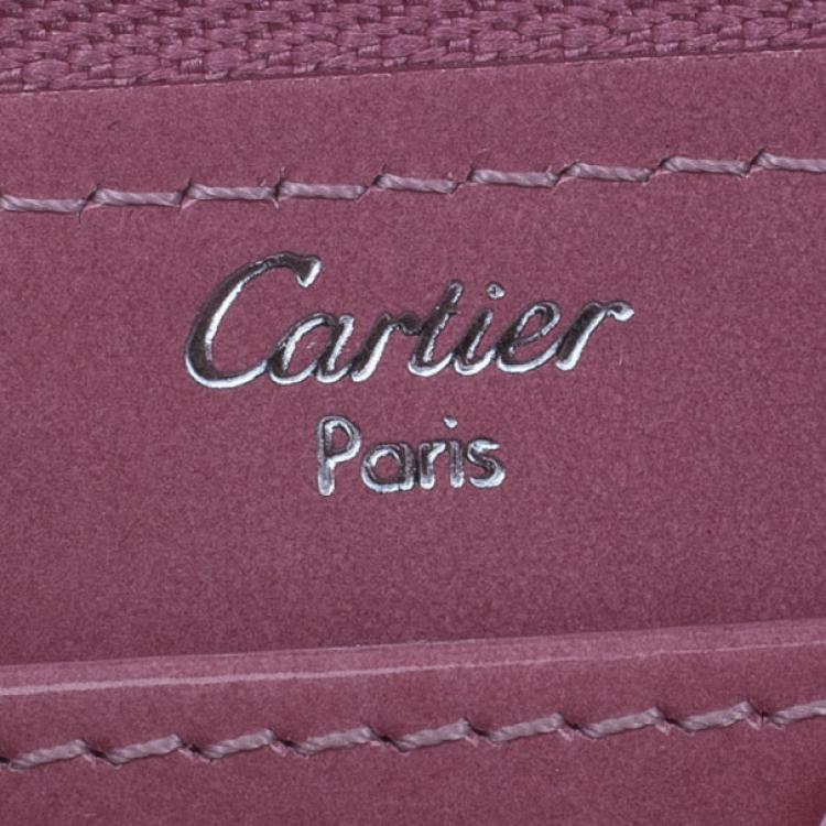 Pre Owned Cartier Pink Patent Leather Logo Continental Wallet