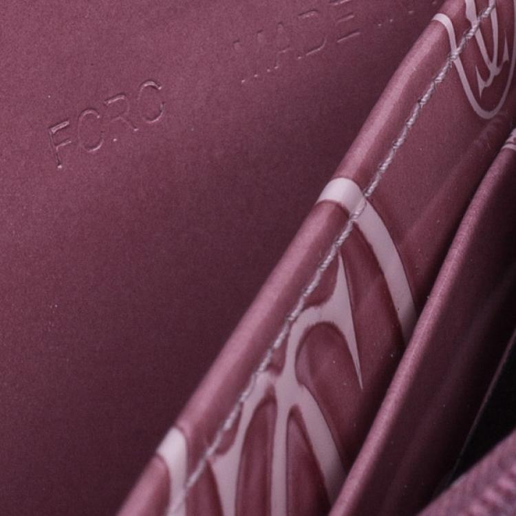 Pre Owned Cartier Pink Patent Leather Logo Continental Wallet