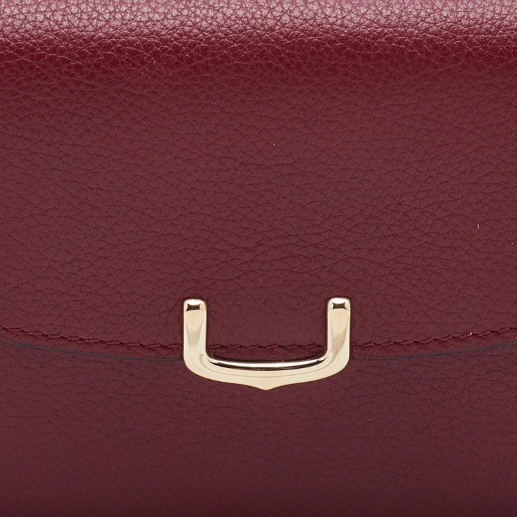 Pre Owned Cartier Red Leather C de Cartier Flap Compact Wallet