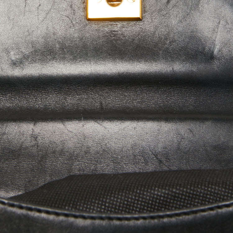 Pre Owned Cartier Black Leather Panthere Top Handle Bag