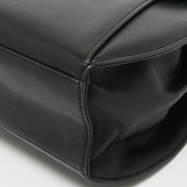 Pre Owned Cartier Black Leather Panthere Top Handle Bag