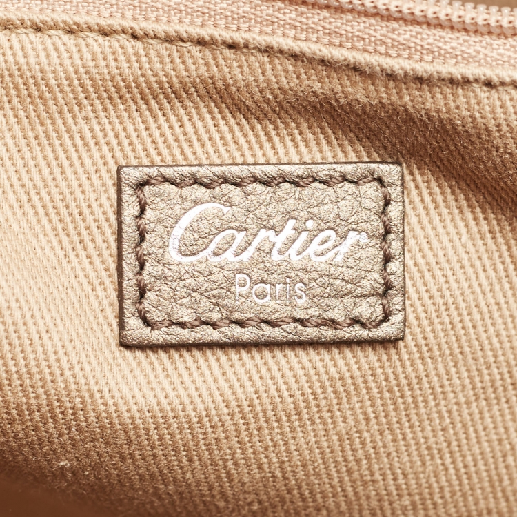 Pre Owned Cartier Metallic Leather Marcello Flap Top Handle Bag