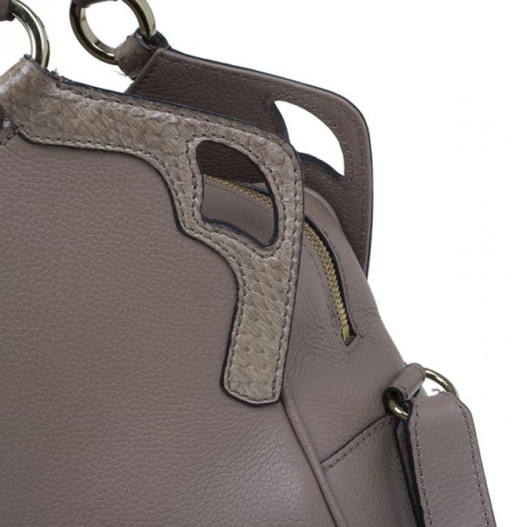 Pre Owned Cartier Beige Leather and Python Trim Small Marcello De Cartier Hobo