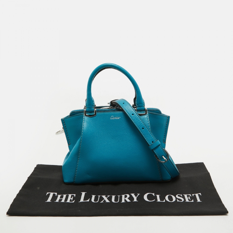 Pre Owned Cartier Blue Leather Mini C de Cartier Satchel