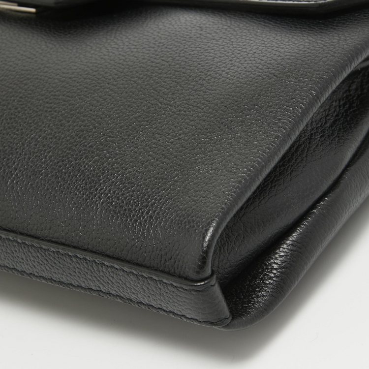 Pre Owned Cartier Black Leather and Snakeskin Classic Feminine Line Shoulder Bag