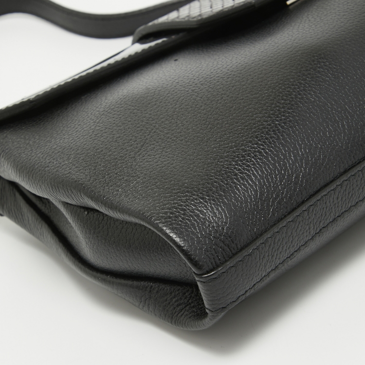 Pre Owned Cartier Black Leather and Snakeskin Classic Feminine Line Shoulder Bag