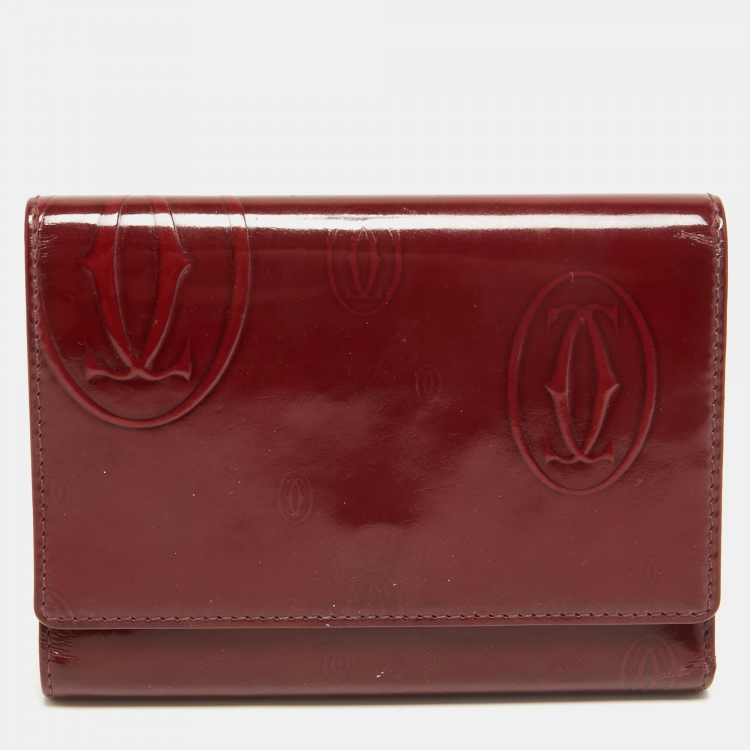 Cartier Red Patent Leather Happy Birthday Trifold Wallet Cartier TLC