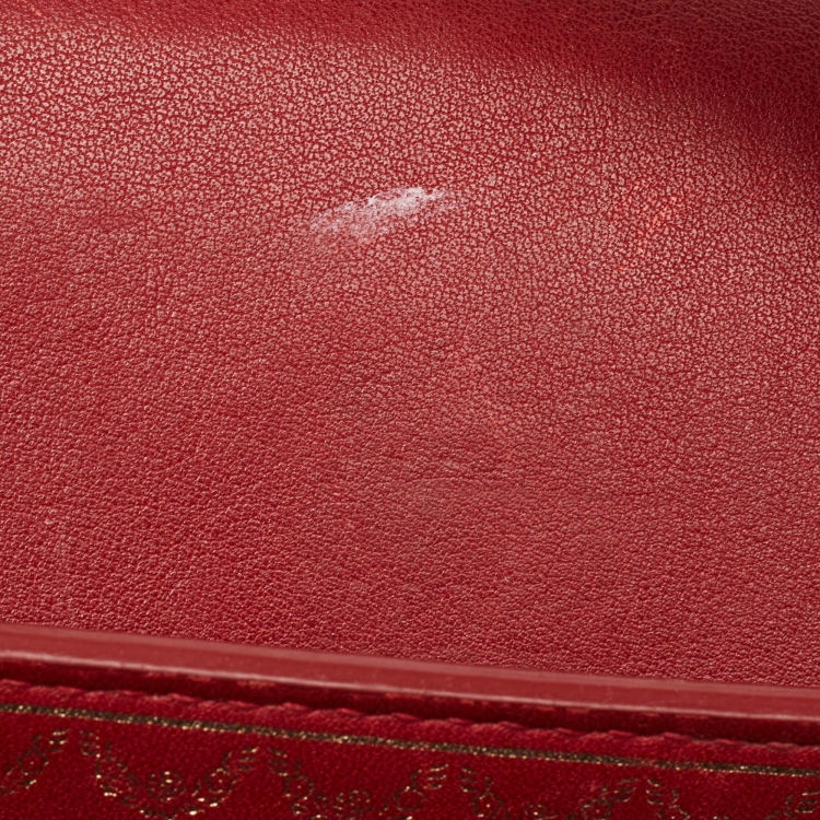 Pre Owned Cartier Red Leather Mini Guirlande De Cartier Top Handle Bag