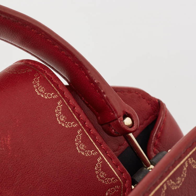 Pre Owned Cartier Red Leather Mini Guirlande De Cartier Top Handle Bag