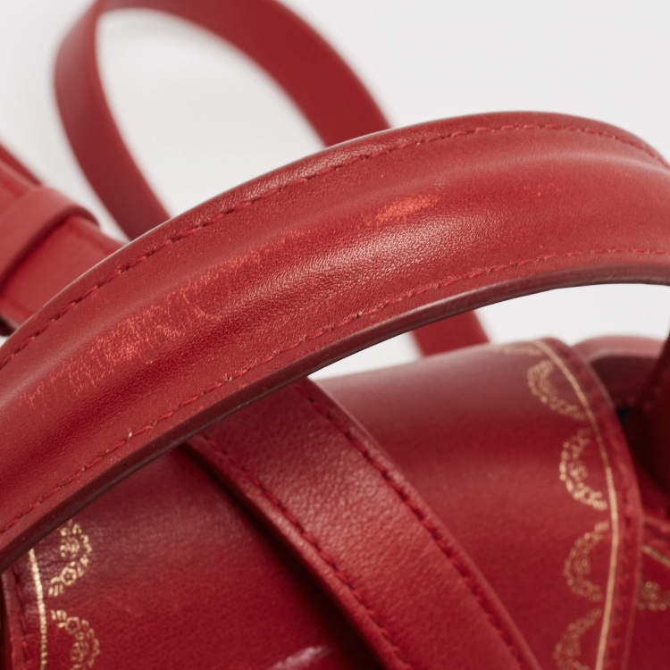 Pre Owned Cartier Red Leather Mini Guirlande De Cartier Top Handle Bag