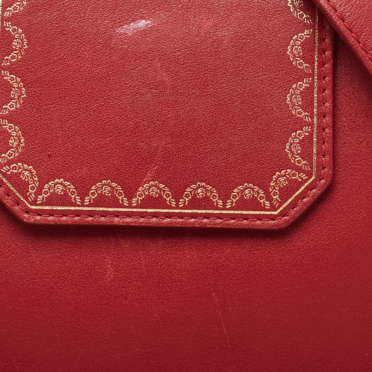 Pre Owned Cartier Red Leather Mini Guirlande De Cartier Top Handle Bag