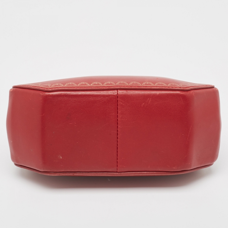 Pre Owned Cartier Red Leather Mini Guirlande De Cartier Top Handle Bag