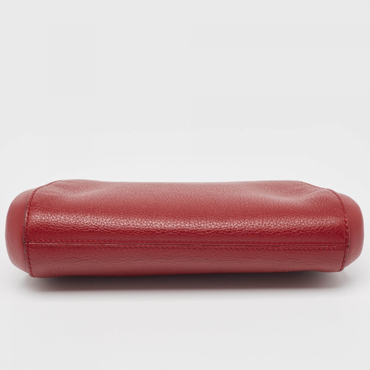 Pre Owned Cartier Burgundy Leather C De Cartier Clutch