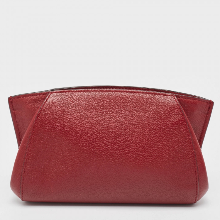 Pre Owned Cartier Burgundy Leather C De Cartier Clutch