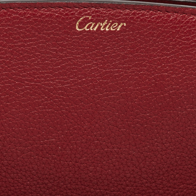 Pre Owned Cartier Burgundy Leather C De Cartier Clutch
