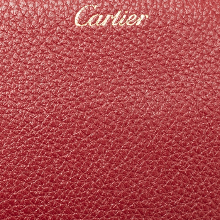 Pre Owned Cartier Burgundy Leather C De Cartier Clutch