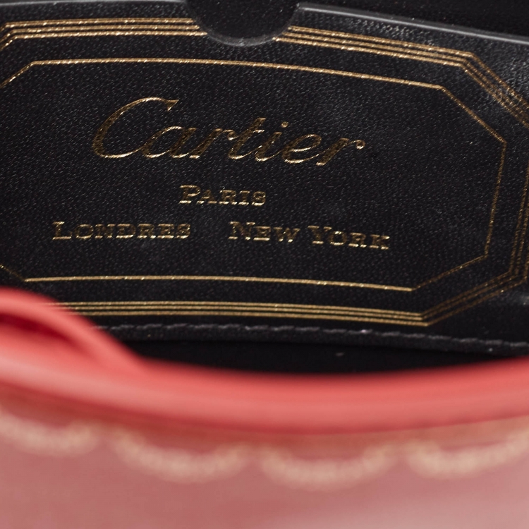 Pre Owned Cartier Red Leather Mini Guirlande De Cartier Top Handle Bag