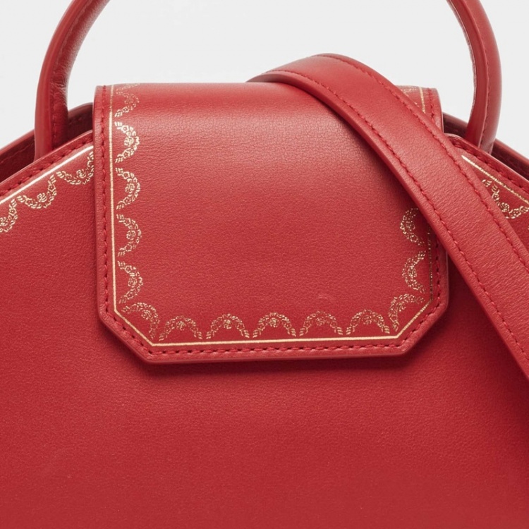 Pre Owned Cartier Red Leather Mini Guirlande De Cartier Top Handle Bag