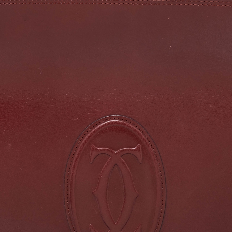 Pre Owned Cartier Maroon Leather Vintage Les Must de Cartier Shoulder Bag