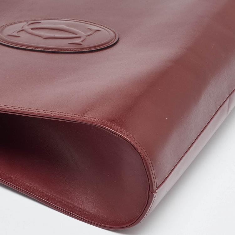Pre Owned Cartier Maroon Leather Vintage Les Must de Cartier Shoulder Bag