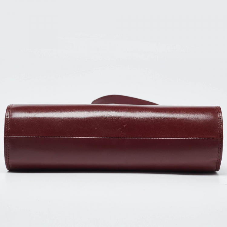 Pre Owned Cartier Maroon Leather Vintage Les Must de Cartier Shoulder Bag