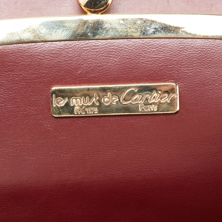 Pre Owned Cartier Maroon Leather Vintage Les Must de Cartier Shoulder Bag
