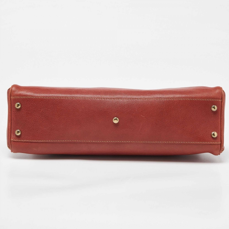 Pre Owned Cartier Brick Brown Leather Small Marcello De Cartier Bag