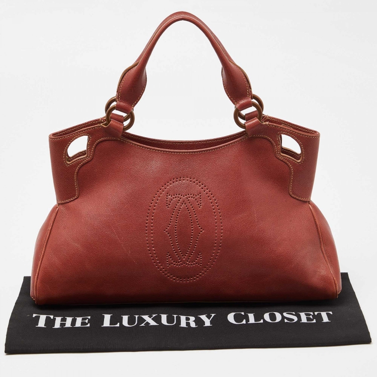 Pre Owned Cartier Brick Brown Leather Small Marcello De Cartier Bag