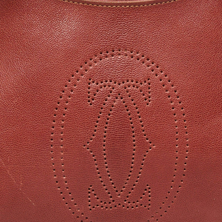 Pre Owned Cartier Brick Brown Leather Small Marcello De Cartier Bag