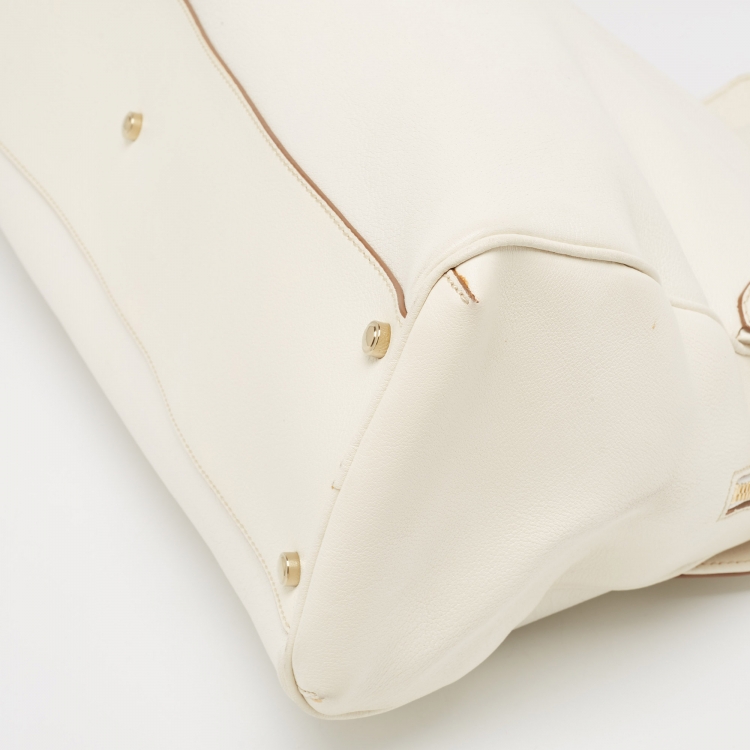 Pre Owned Cartier Off-White Leather Large Marcello de Cartier Bag