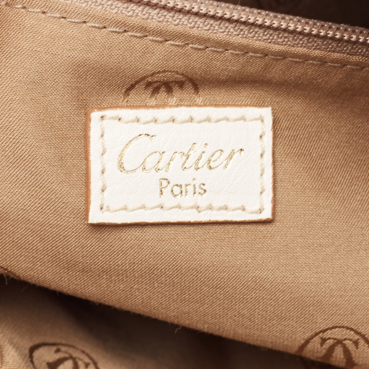 Pre Owned Cartier Off-White Leather Large Marcello de Cartier Bag