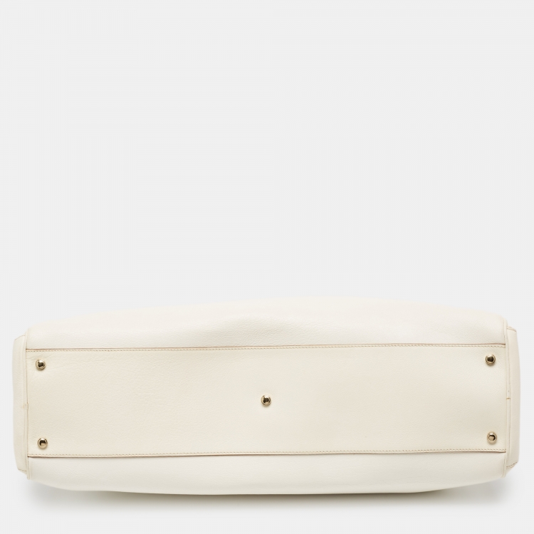 Pre Owned Cartier Off-White Leather Large Marcello de Cartier Bag