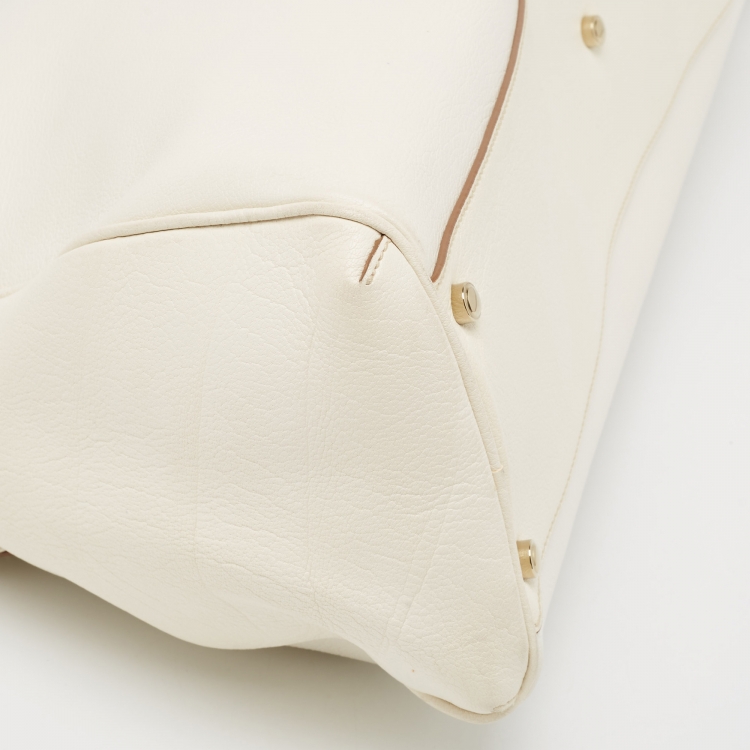 Pre Owned Cartier Off-White Leather Large Marcello de Cartier Bag