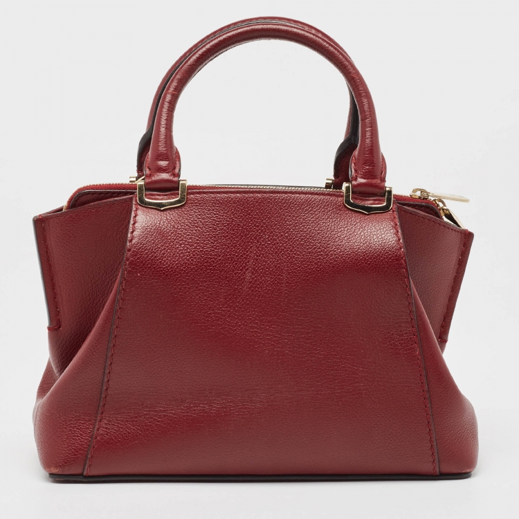Pre Owned Cartier Red Leather Mini C de Cartier Satchel