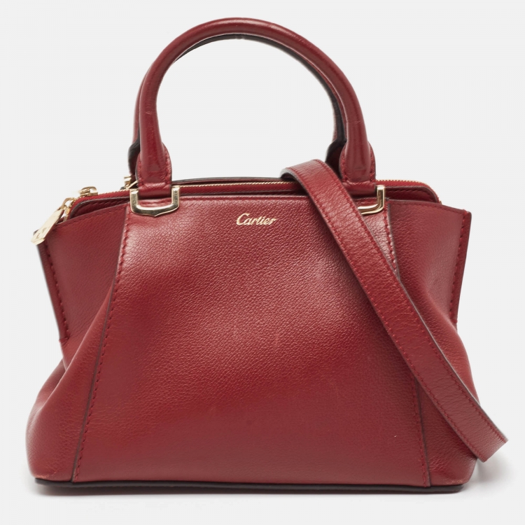 Pre Owned Cartier Red Leather Mini C de Cartier Satchel