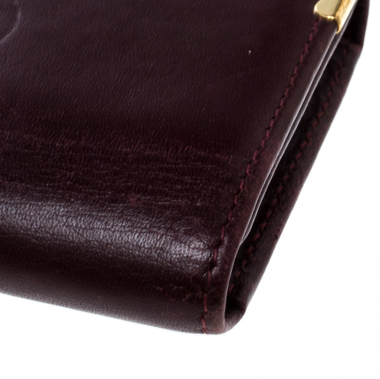 Pre Owned Cartier Burgundy Leather Must De Cartier Key Holder