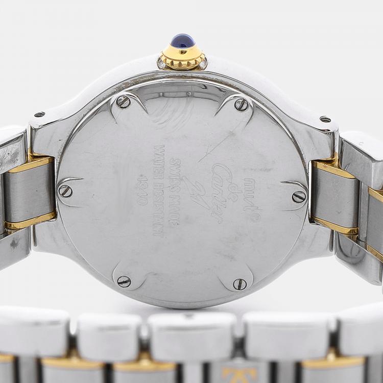 Pre Owned Cartier Silver Two Tone Stainless Steel Must de Cartier W10073R6 Women's Wristwatch 28 mm
